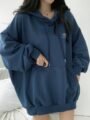 Nama Produk  Hoodie Oversized Wanita Warna Navy dengan Saku Kanguru