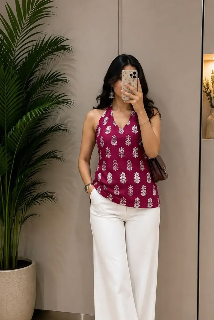 Nama Produk  Set Atasan Peplum Motif Monokrom dan Celana Wide Leg Beige