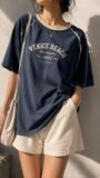Nama Produk  Set Kaos Oversized Navy Venice Beach dan Celana Pendek Cream