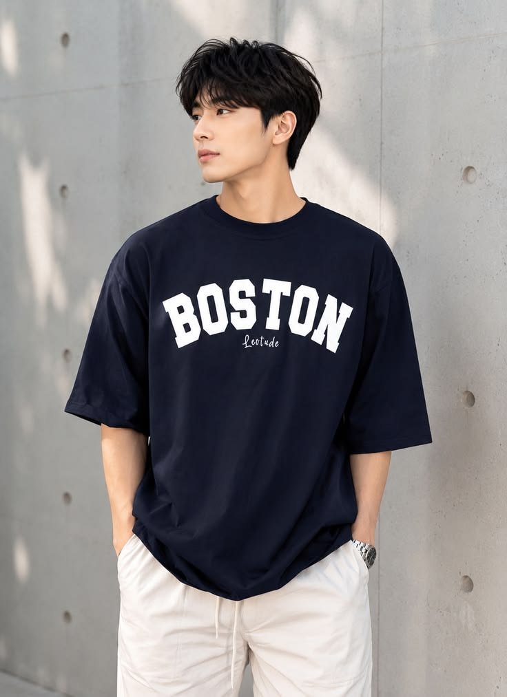 Nama Produk  Kaos Oversized Pria Boston Navy