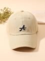 Nama Produk  Topi Baseball Cream dengan Visor Cokelat dan Bordir A