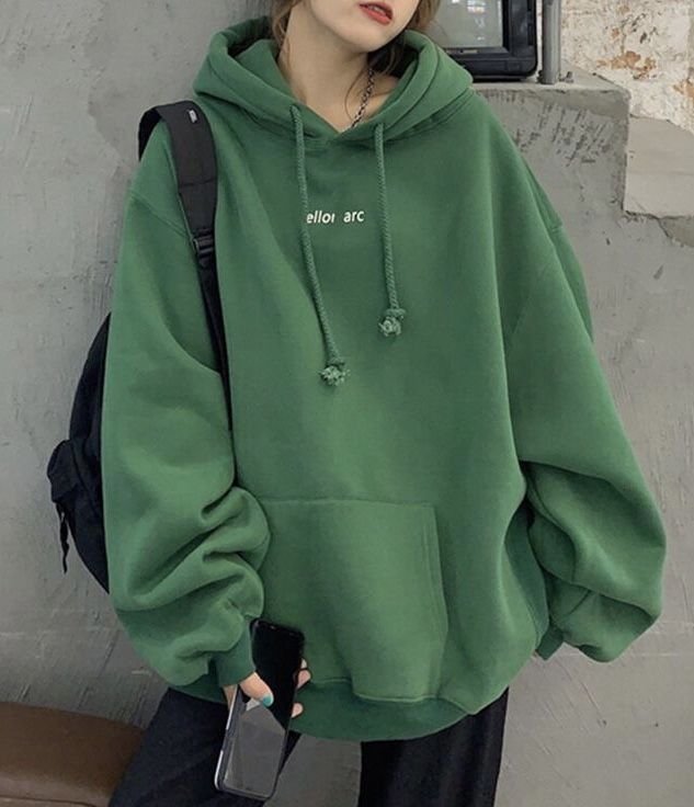 Nama Produk  Hoodie Oversized Wanita Warna Hijau dengan Saku Kanguru